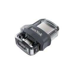 Sandisk Ultra Dual Drive m3.0 Memoria USB 3.0 y Micro USB 128GB - Hasta 150MB/s de Lectura - Color Transparente/Negro (Pendrive)
