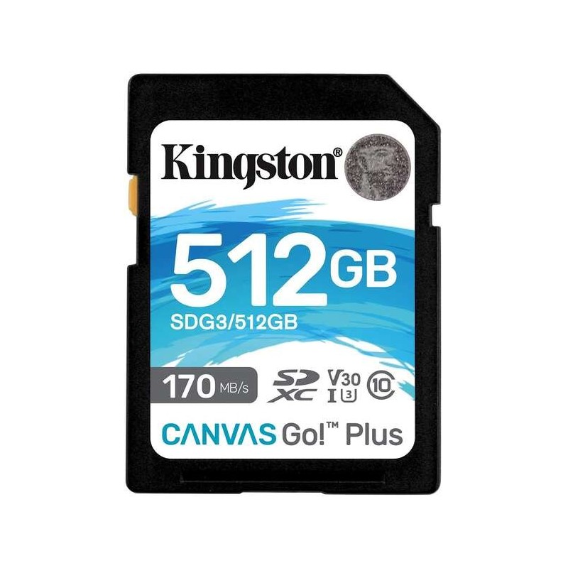 Kingston Tarjeta SDXC 512GB UHS-I U3 V30 Clase 10 170MB/s Canvas Go Plus Kingston Tarjeta SDXC 512GB UHS-I U3 V30 Clase 10 170MB/s Canvas Go Plus
