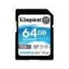 Scheda Kingston SDXC 64 GB UHS-I U3 V30 Classe 10 170 MB/s Canvas Go Plus