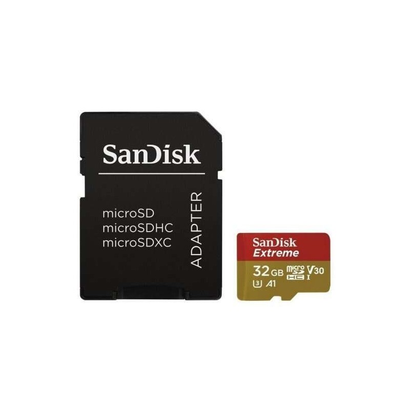 Sandisk Extreme Tarjeta Micro SDHC 32GB UHS-I U3 A1 Clase 10 90MB/s + Adaptador SD Sandisk Extreme Tarjeta Micro SDHC 32GB UHS-I U3 A1 Clase 10 90MB/s + Adaptador SD