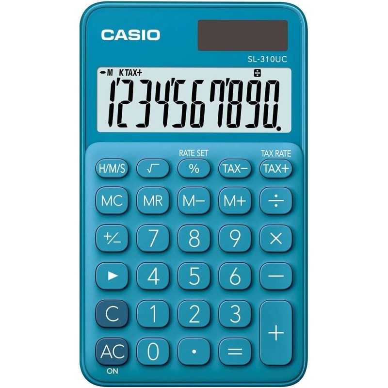 Casio SL-310UC Calculadora de Bolsillo - Calculo de Impuestos - Pantalla LCD de 10 Digitos - Solar y Pilas - Color Azul Casio SL-310UC Calculadora de Bolsillo - Calculo de Impuestos - Pantalla LCD de 10 Digitos - Solar y Pilas - Color Azul