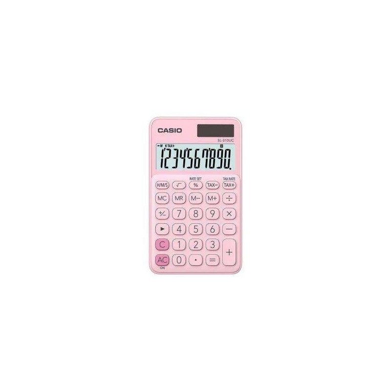 Calcolatrice tascabile Casio SL-310UC - Calcolo delle imposte - Schermo LCD a 10 cifre - Solare e batterie - Colore rosa Calcolatrice tascabile Casio SL-310UC - Calcolo delle imposte - Schermo LCD a 10 cifre - Solare e batterie - Colore rosa