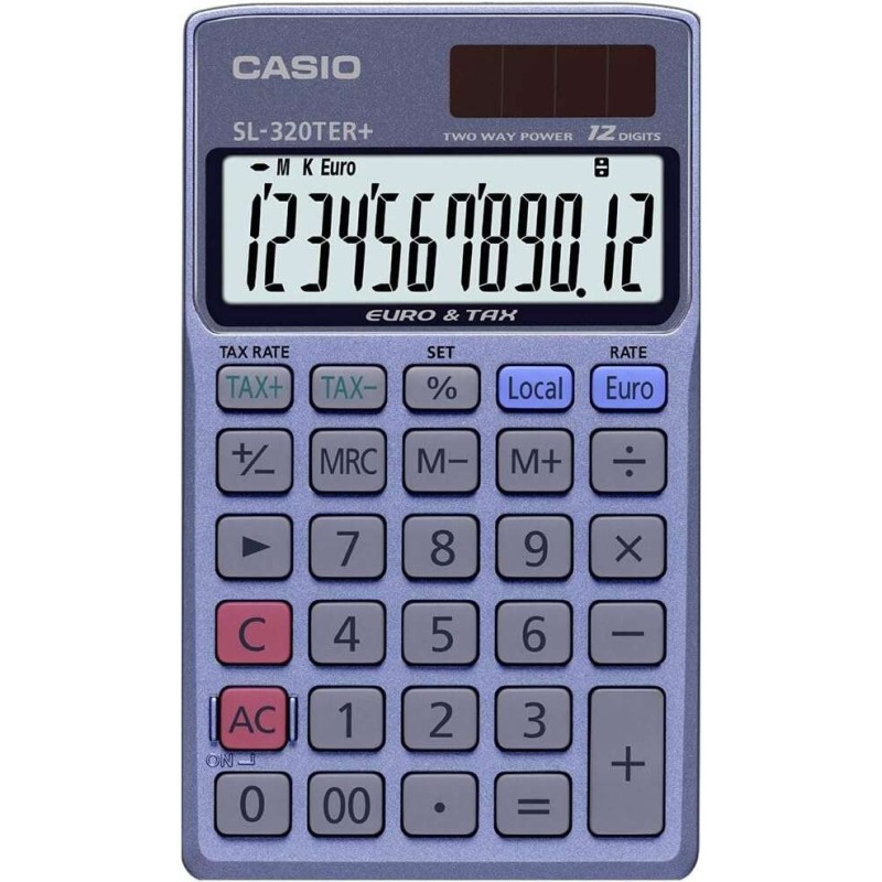Casio SL-320TER+ Calculadora de Bolsillo - Pantalla LC Extragrande de 12 Digitos - Funcion Conversor de Euros - Color Azul Casio SL-320TER+ Calculadora de Bolsillo - Pantalla LC Extragrande de 12 Digitos - Funcion Conversor de Euros - Color Azul