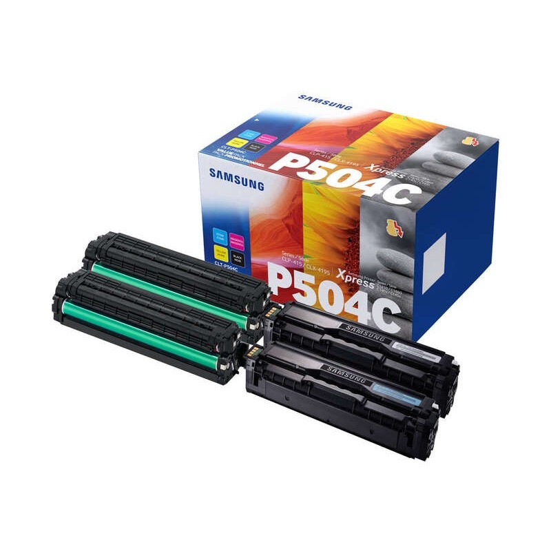 Confezione da 4 cartucce toner originali Samsung CLP415/CLX4195 - CLT-P504C/SU400A Confezione da 4 cartucce toner originali Samsung CLP415/CLX4195 - CLT-P504C/SU400A