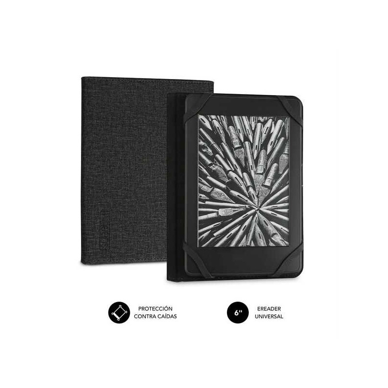 Custodia Subblim per Ereader 6" Resistente - Interno Vellutato - Comoda Piegatura - Chiusura senza Danni - Colore Nero