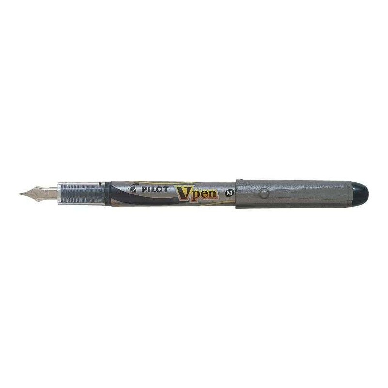 Penna stilografica Pilot V-Pen argento - Usa e getta - Inchiostro liquido - Punta in acciaio - Tratto 0,5 mm - Colore nero 12pz Penna stilografica Pilot V-Pen argento - Usa e getta - Inchiostro liquido - Punta in acciaio - Tratto 0,5 mm - Colore nero 12pz