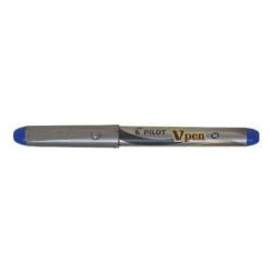Penna stilografica Pilot V-Pen Silver - Usa e getta - Inchiostro liquido - Punta in acciaio - Tratto 0,5 mm - Colore blu 12pz 12