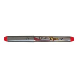 Penna stilografica Pilot V-Pen Silver - Usa e getta - Inchiostro liquido - Punta in acciaio - Tratto 0,5 mm - Colore rosso 12pz 