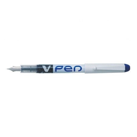 Pilot Pluma Estilografica V-Pen - Desechable - Tinta Liquida Borrable - Punta de Acero - Trazo de 0.5mm - Color Azul
