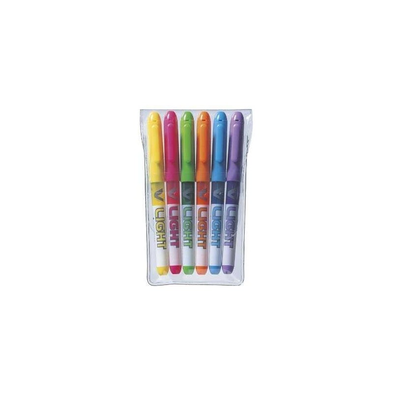 Confezione pilota da 6 pennarelli V-Light - Punta a scalpello da 3,60 mm - Corsa da 3,30 mm - Colori assortiti Confezione pilota da 6 pennarelli V-Light - Punta a scalpello da 3,60 mm - Corsa da 3,30 mm - Colori assortiti