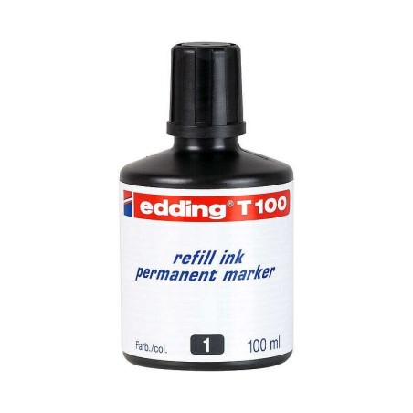 Edding T100 Bote de Recarga para Rotulador Permanente - Capacidad 100ml - Color Negro