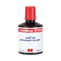 Edding T100 Bote de Recarga para Rotulador Permanente - Capacidad 100ml - Color Rojo
