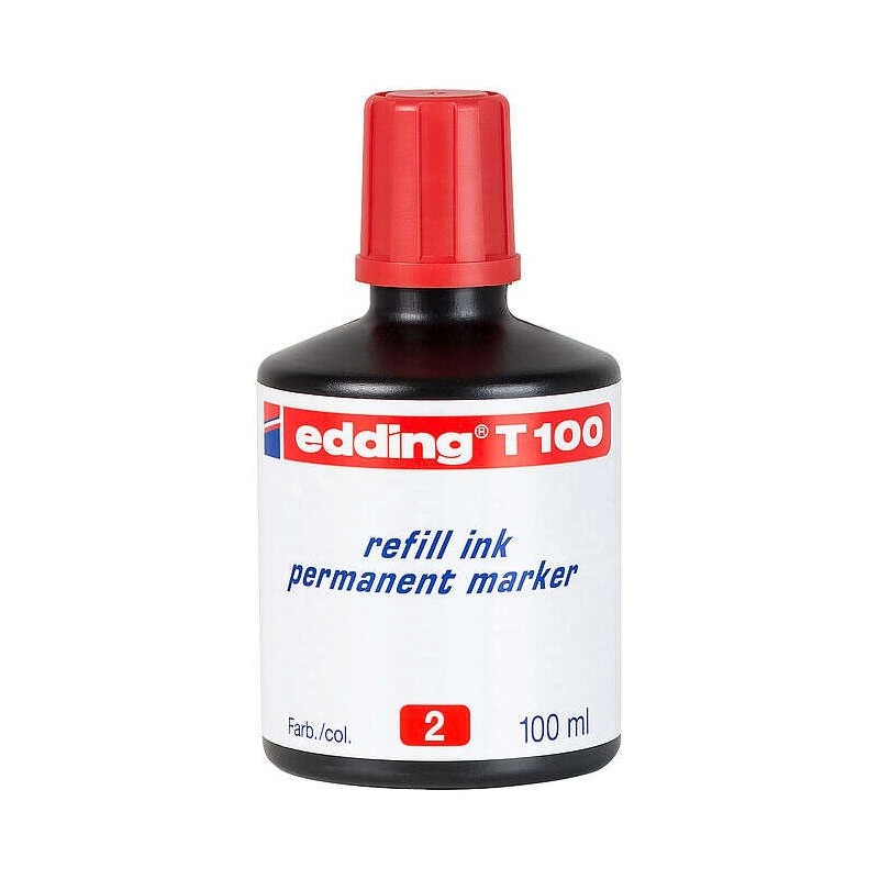 Edding T100 Bote de Recarga para Rotulador Permanente - Capacidad 100ml - Color Rojo Edding T100 Bote de Recarga para Rotulador Permanente - Capacidad 100ml - Color Rojo