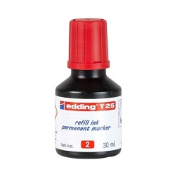 Flacone di ricarica Edding T25 per pennarello indelebile - Capacità 30 ml - Colore rosso