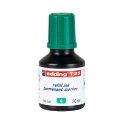 Edding T25 Bote de Recarga para Rotulador Permanente - Capacidad 30ml - Color Verde