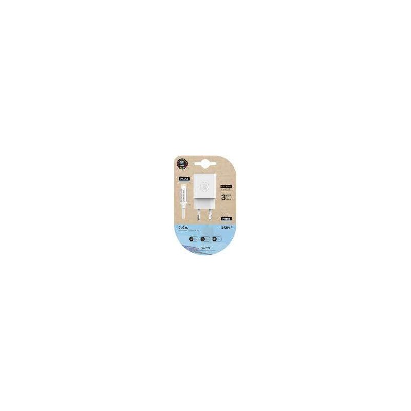 Caricatore a doppia parete TechOneTech + cavo da USB-A a Lightning da 1 m - rivestito in nylon intrecciato Caricatore a doppia parete TechOneTech + cavo da USB-A a Lightning da 1 m - rivestito in nylon intrecciato