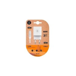 Caricatore a doppia parete TechOneTech + cavo da USB-A a USB-C da 1 m - rivestito in nylon intrecciato