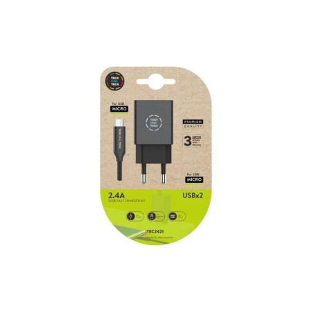 Caricatore a doppia parete TechOneTech + cavo da USB-A a micro-USB 2,4 1 m - Rivestimento in nylon intrecciato