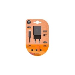 Caricatore a doppia parete TechOneTech + cavo da USB-A a USB-C da 1 m - rivestito in nylon intrecciato