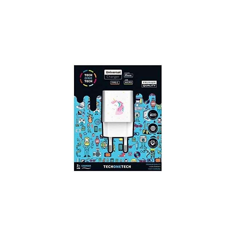 Caricatore da parete doppio USB-A TechOneTech Unicorn Dream - Prestazioni elevate Caricatore da parete doppio USB-A TechOneTech Unicorn Dream - Prestazioni elevate