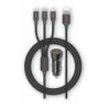 TechOneTech Caricabatteria da Auto 2x USB-A + Cavo MicroUSB 3 in 1, Lightning e USB-C - Nero