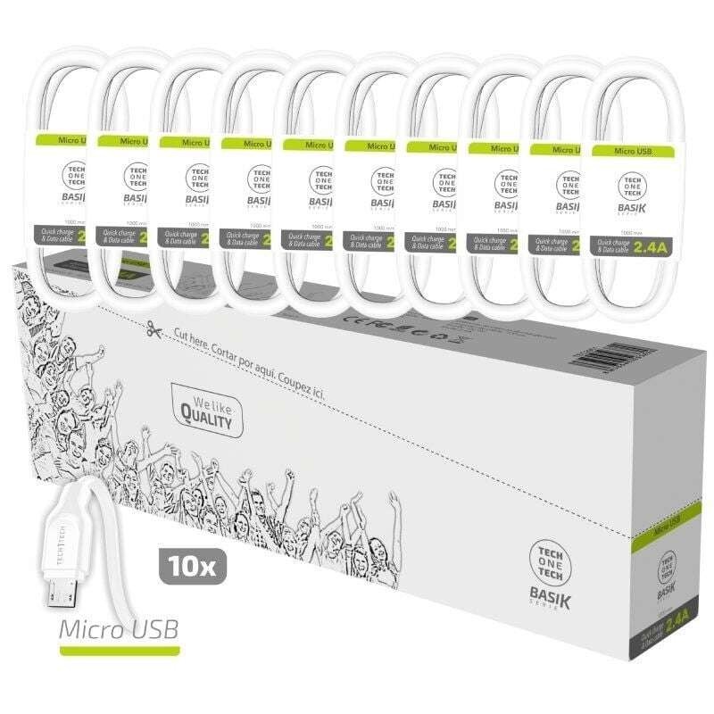 TechOneTech Basik Confezione da 10 Cavi USB Maschio - MicroUSB Maschio - Lunghezza 1m TechOneTech Basik Confezione da 10 Cavi USB Maschio - MicroUSB Maschio - Lunghezza 1m