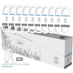 TechOneTech Basik Confezione da 10 Cavi USB Maschio - Lightning Maschio - Lunghezza 1m