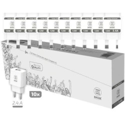 TechOneTech Basik Confezione da 10 Caricatori da Muro 1 Porta USB 12W
