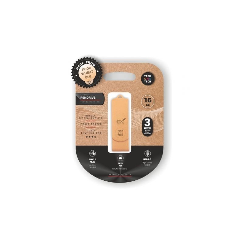 TechOneTech ecoTech Memoria USB 2.0 16GB (Pendrive) - Fabricado con Paja de Trigo TechOneTech ecoTech Memoria USB 2.0 16GB (Pendrive) - Fabricado con Paja de Trigo