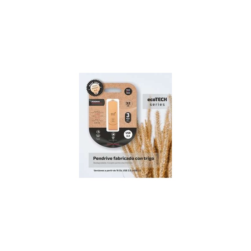 TechOneTech ecoTech Memoria USB 3.2 32 GB (Pendrive) - Realizzata con paglia di grano TechOneTech ecoTech Memoria USB 3.2 32 GB (Pendrive) - Realizzata con paglia di grano