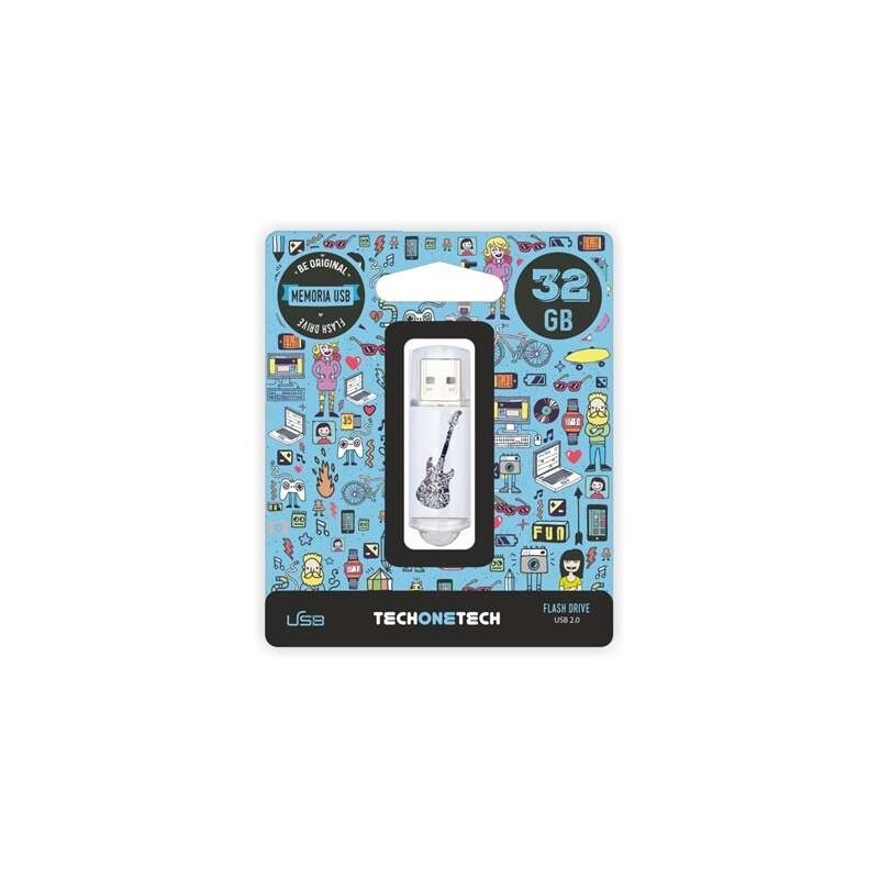 TechOneTech Be Original Crazy Black Guitar Memoria USB 2.0 32 GB (Pendrive) TechOneTech Be Original Crazy Black Guitar Memoria USB 2.0 32 GB (Pendrive)