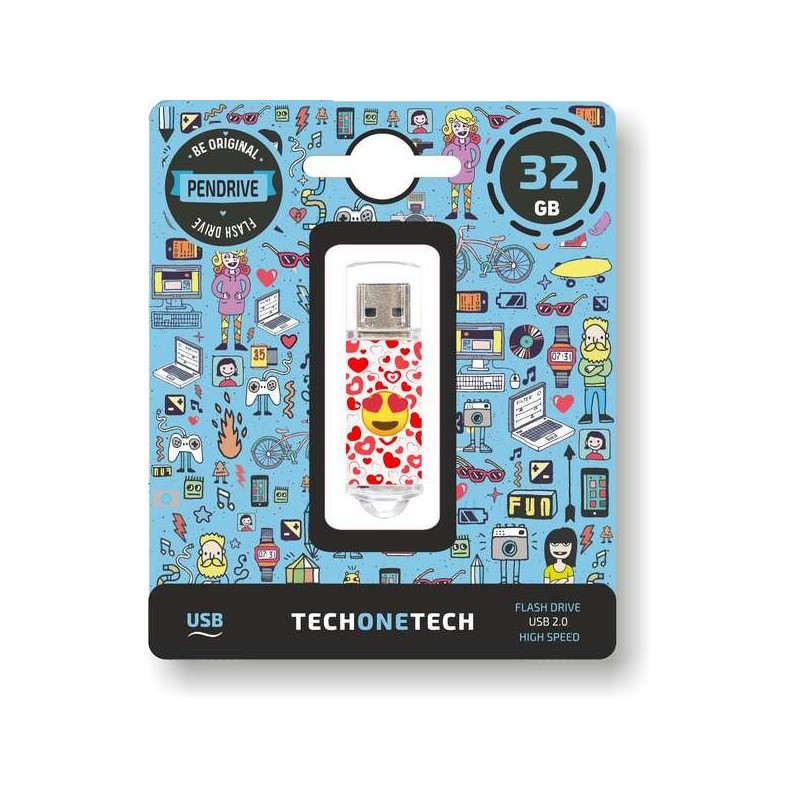 TechOneTech Heart Eyes Memoria USB 2.0 32GB (Pendrive) TechOneTech Heart Eyes Memoria USB 2.0 32GB (Pendrive)