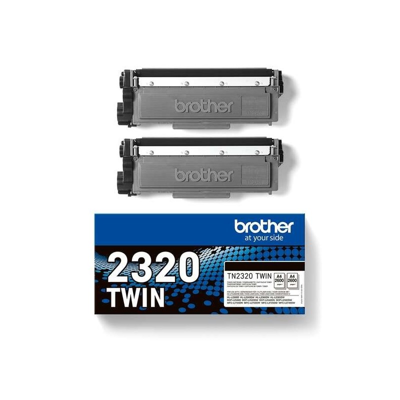 Brother TN2320 Negro Pack de 2 Cartuchos de Toner Originales - TN2320TWIN Brother TN2320 Negro Pack de 2 Cartuchos de Toner Originales - TN2320TWIN