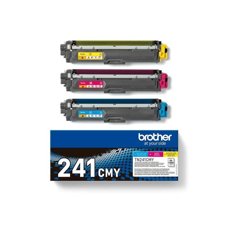 Brother TN241 Confezione da 3 cartucce toner originali - ciano, magenta, giallo - TN241CMY Brother TN241 Confezione da 3 cartucce toner originali - ciano, magenta, giallo - TN241CMY