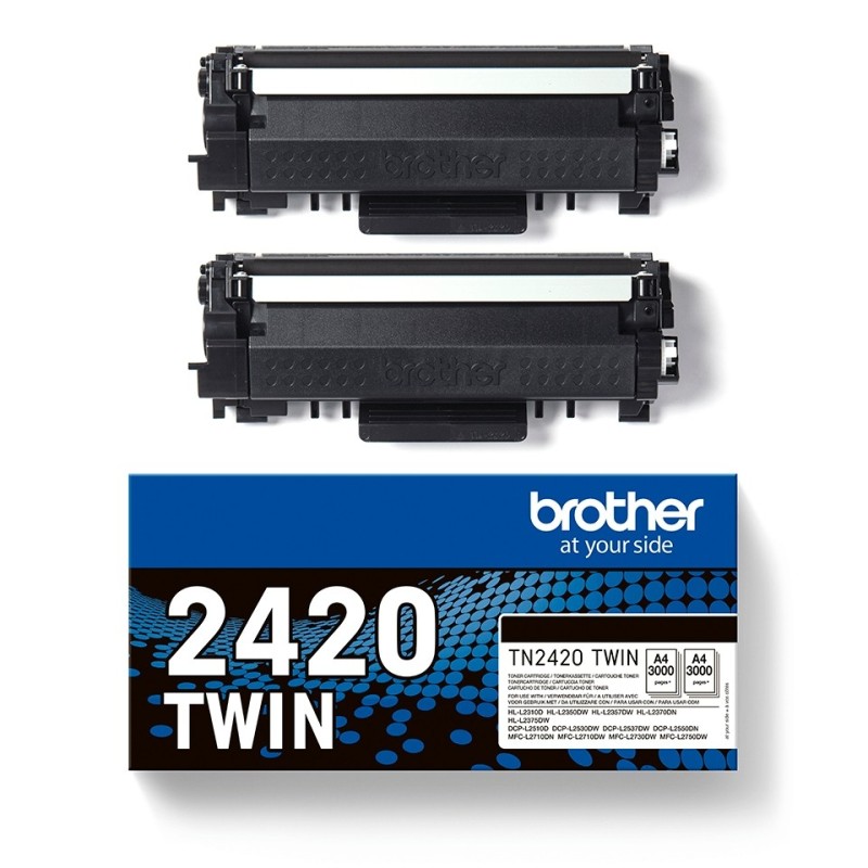 Brother TN2420 Nero Confezione da 2 cartucce toner originali - TN2420TWIN Brother TN2420 Nero Confezione da 2 cartucce toner originali - TN2420TWIN