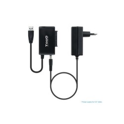 Tooq Adattatore USB 3.0 da USB-A a SATA per dischi rigidi da 2,5". e 3,5? con alimentatore - colore nero