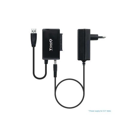 Tooq Adattatore USB 3.0 da USB-A a SATA per dischi rigidi da 2,5". e 3,5? con alimentatore - colore nero