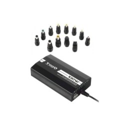 Tooq Cargador Universal para Portatil 100W - USB - 12 Adaptadores - Voltaje 12-24V - Indicador LED