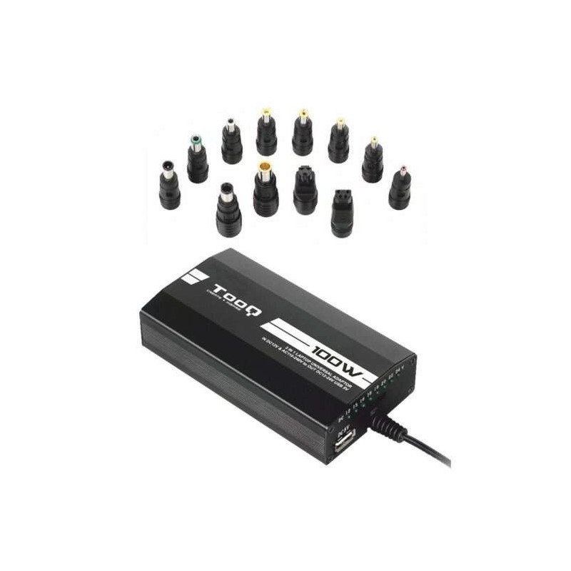 Tooq Caricatore Universale per Laptop 100W - USB - 12 Adattatori - Voltaggio 12-24V - Indicatore LED Tooq Caricatore Universale per Laptop 100W - USB - 12 Adattatori - Voltaggio 12-24V - Indicatore LED