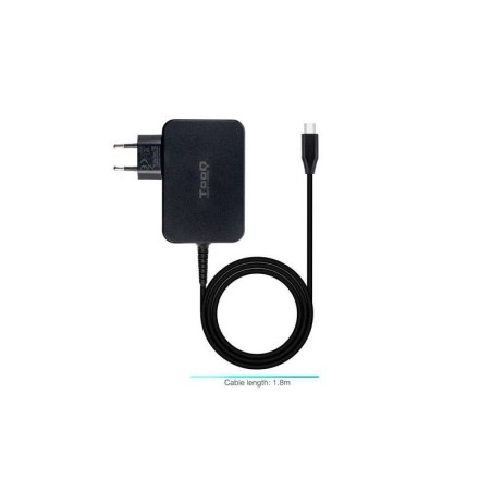 Tooq Cargador de Portatil GaN USB-C/PD 3.0 90W - Cable de 1.80m - Color Negro