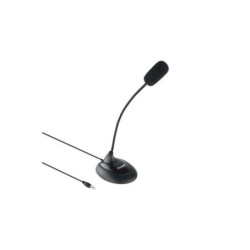 Tooq Microfono da tavolo flessibile omnidirezionale - Interruttore On/Off - Cavo da 2 m - Jack da 3,5 mm - Colore nero
