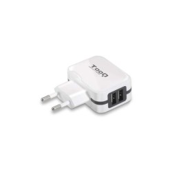 Caricatore da muro Tooq 2x USB 2.0 - Tecnologia AI - Colore bianco