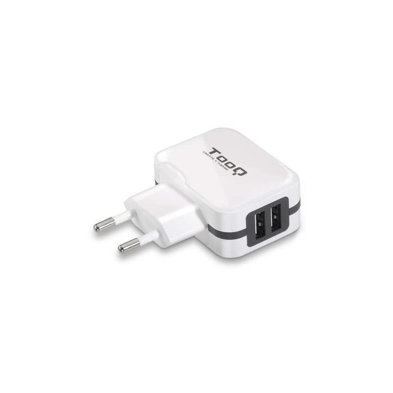 Caricatore da muro Tooq 2x USB 2.0 - Tecnologia AI - Colore bianco Caricatore da muro Tooq 2x USB 2.0 - Tecnologia AI - Colore bianco