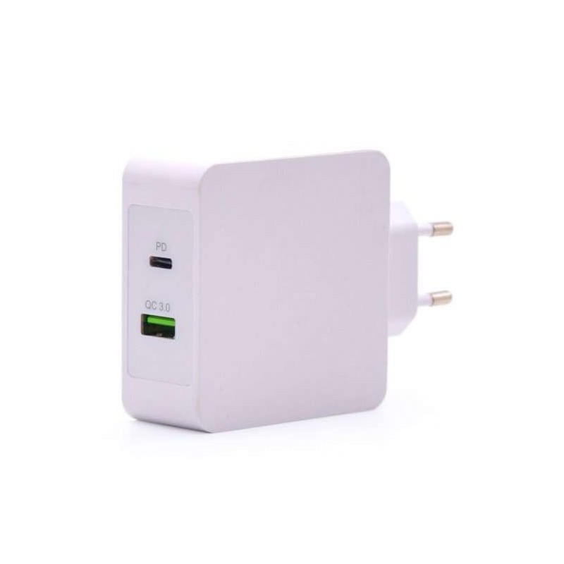 Caricatore da muro USB 3.0 Tooq, USB-C - Ricarica rapida - Bianco Caricatore da muro USB 3.0 Tooq, USB-C - Ricarica rapida - Bianco