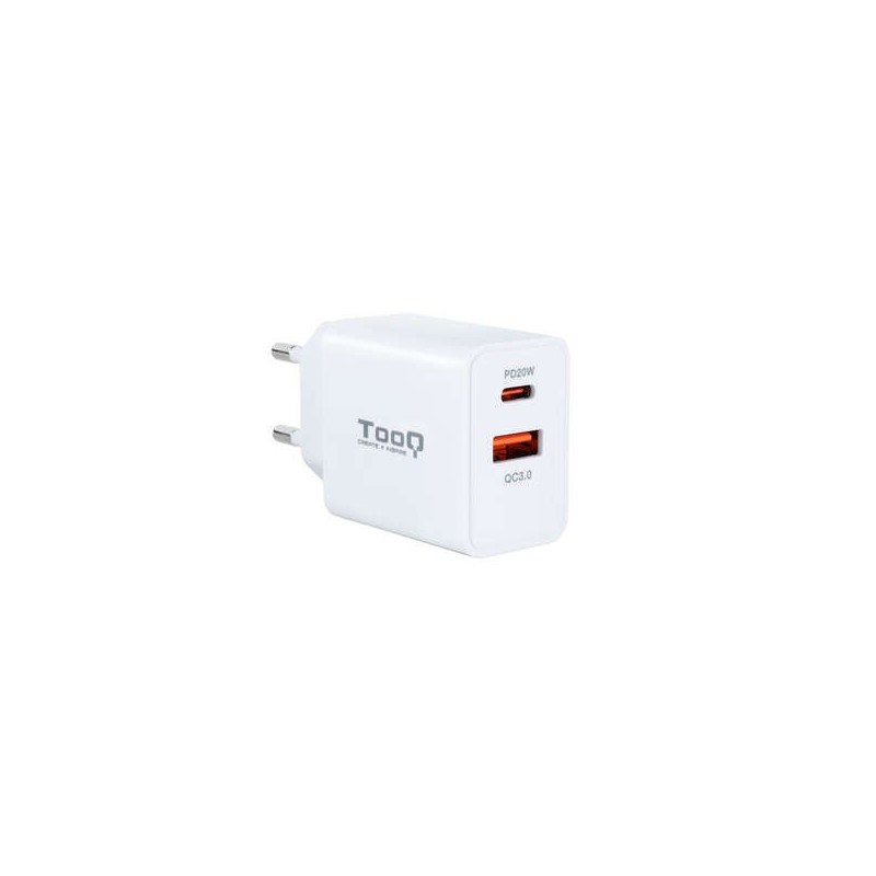 Tooq Cargador de Pared USB 3.0 18W, USB-C 20W - Carga Rapida - Color Blanco Tooq Cargador de Pared USB 3.0 18W, USB-C 20W - Carga Rapida - Color Blanco
