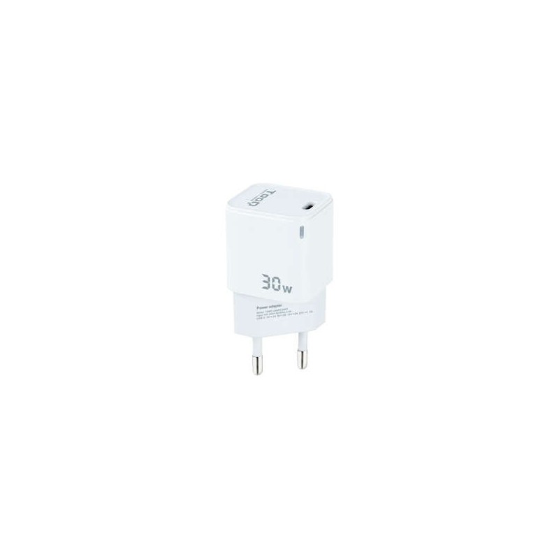 Tooq Cargador de Pared GaN USB-C/PD 30W - Color Blanco Tooq Cargador de Pared GaN USB-C/PD 30W - Color Blanco