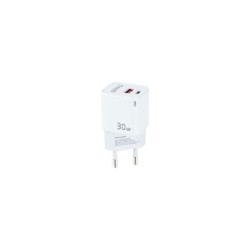 Tooq Cargador de Pared GaN USB-C/PD + USB-A/QC 30W - Color Blanco