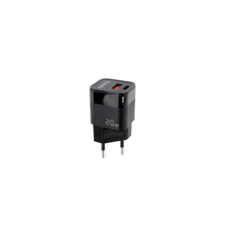 Caricatore da muro Tooq USB-C/PD + USB-A/QC 20W - Nero