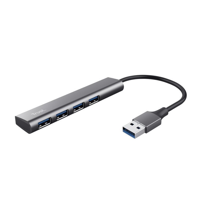 Trust Hub USB de Aluminio Halyx - 4 Puertos USB-A - Velocidad de 5 Gbps - Compacto y Resistente - Conexion Sencilla Trust Hub USB de Aluminio Halyx - 4 Puertos USB-A - Velocidad de 5 Gbps - Compacto y Resistente - Conexion Sencilla