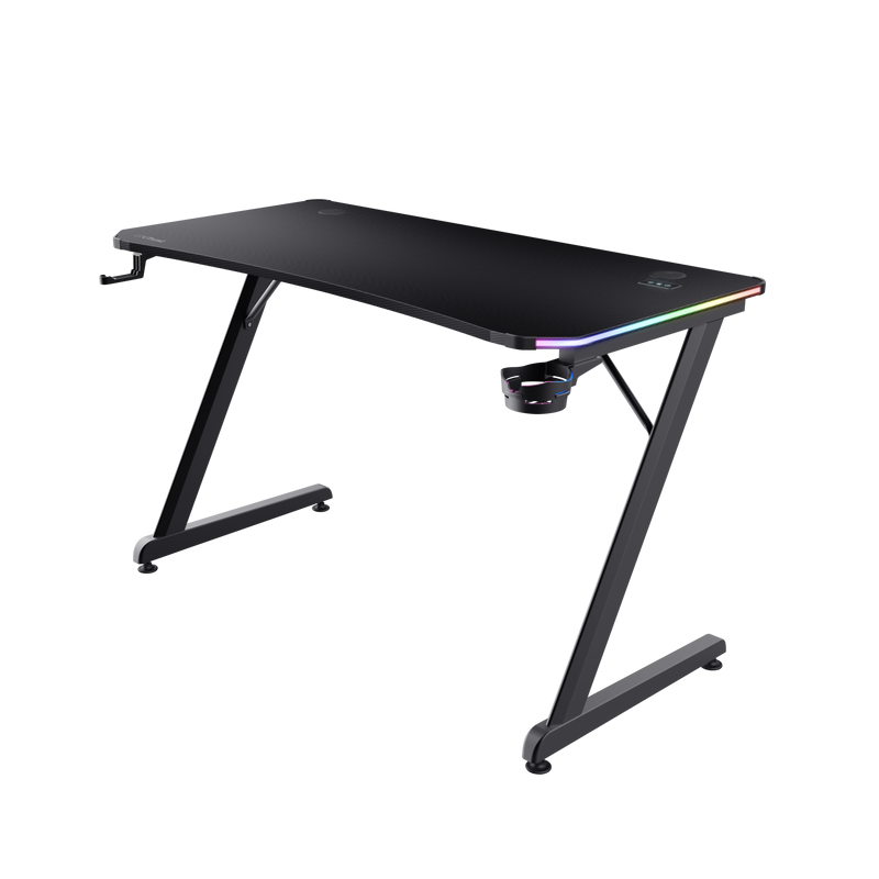 Tavolo da gioco Trust GXT 709 - Luce RGB - Portabicchieri e gancio per cuffie Tavolo da gioco Trust GXT 709 - Luce RGB - Portabicchieri e gancio per cuffie